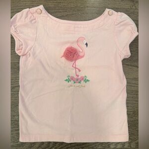 Janie and Jack Flamingo pink toddler girls cotton tee size 3
